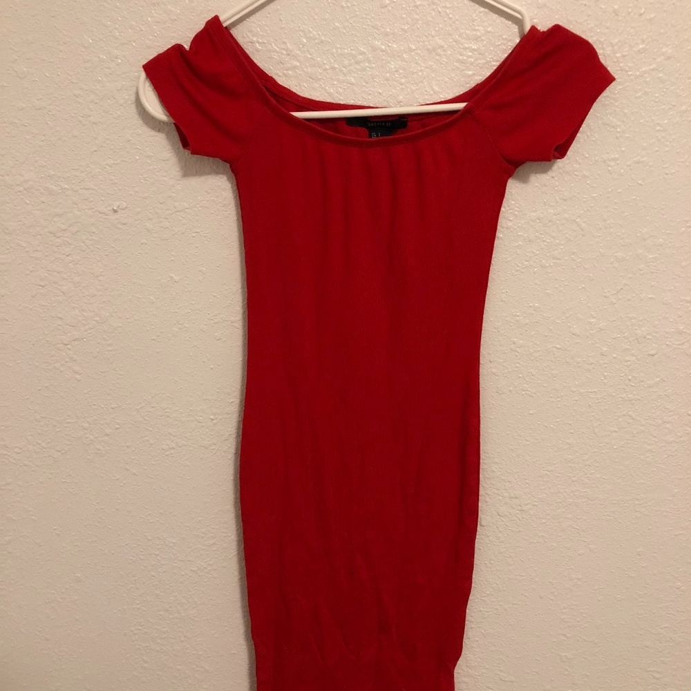 Forever 21 Red Off Shoulder Bodycon Dress